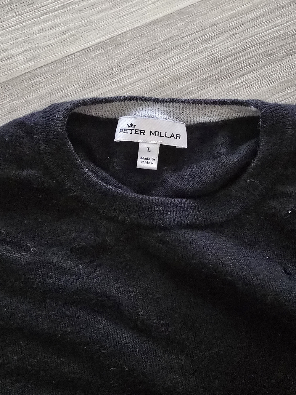 Peter Millar | Black Wool And Silk Crewneck Pullover Sweater | Size Large